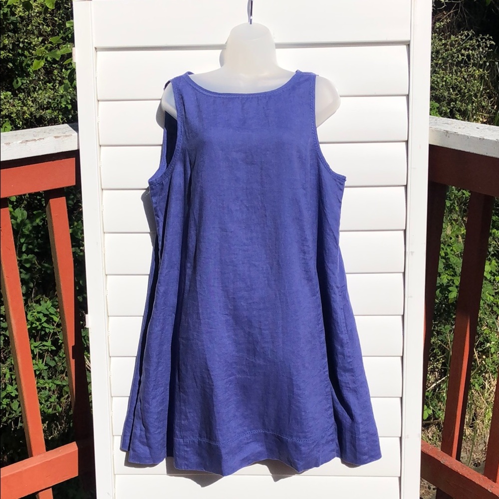 NWT Love Linen J. Jill Blue Sleeveless Casual Dress - Picture 9 of 15